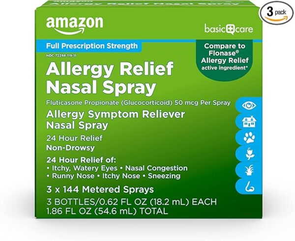 Amazon Basic Care 24-Hour Allergy Relief Nasal Spray,