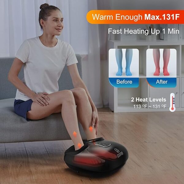 Foot Massager with Heat, Vibration,Rolling Compression Feet Massager Machine for Plantar Fasciitis - Image 4