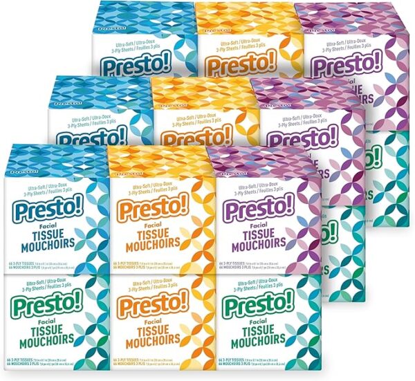 Amazon Brand - Presto! Ultra-Soft 3-Ply Premium Facial Tissues,