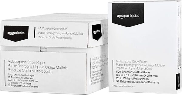 Amazon Basics Multipurpose Copy Printer Paper, 8.5" x 11", 20 lb