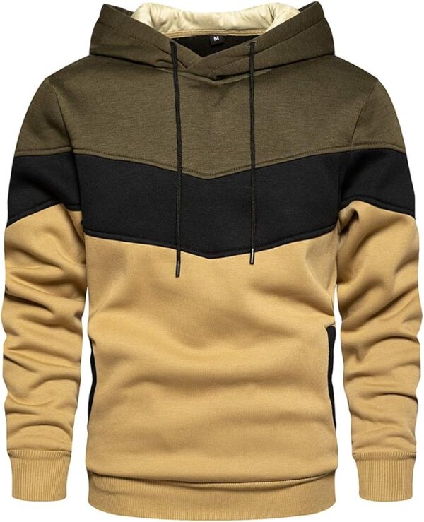 Gesean Men's Novelty Color Block Pullover Fleece Hoodie