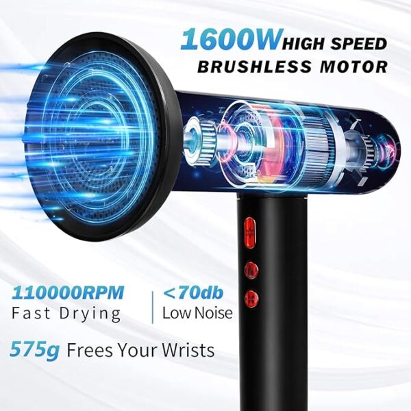Nicebay Ionic Hair Dryer, Professional Blow Dryer with 3 Attachments - Image 2