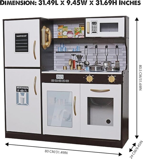 Wooden Play Kitchen Toy Set with Light