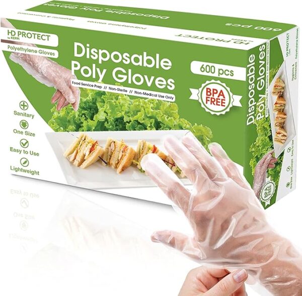 Keppi 600pcs Plastic Gloves - BPA & Latex Free - Perfect Food Handling Gloves