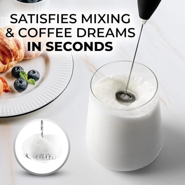 Kitchen Milk Frother Wand (2 Duracell Batteries Included) - Handheld Milk Frother - Image 2