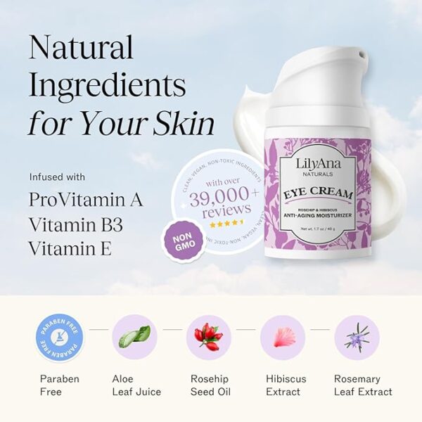 Naturals Eye Cream for Dark Circles and Puffiness, Under Eye Cream for Wrinkles and Bags,
