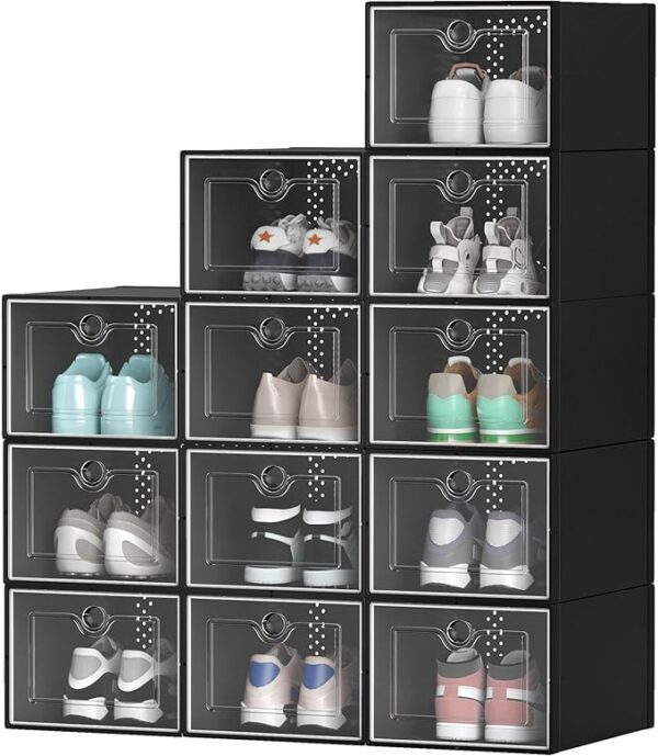 Shoe Storage Boxes, 12 Pack Shoe Organizer Box Fit up to US Size 15,