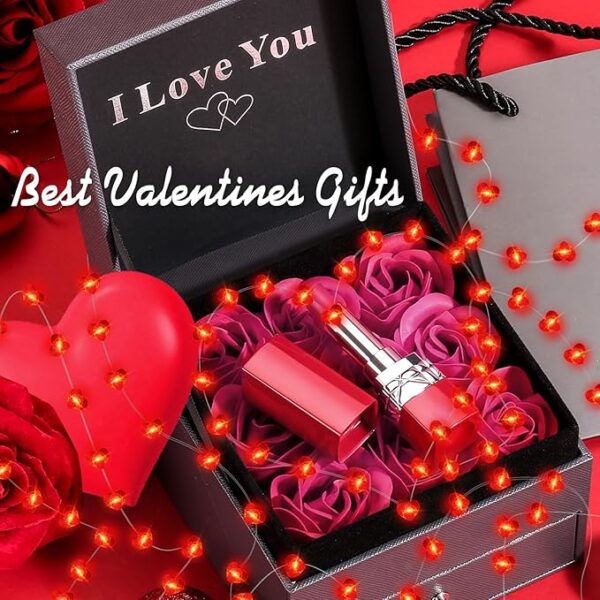 Valentine Day Decorations 15 ft 50 LEDs Red Heart Shaped Twinkle Fairy String Lights