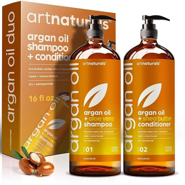 Argan Oil Shampoo and Conditioner Set - Sulfate-Free Formula with Nourishing Moroccan Oil