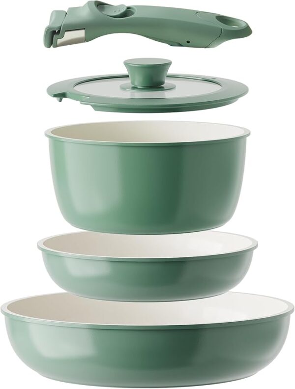 Ceramic Cookware Set, Removable Handle Pots And Pans Non Stick, Rv Cookware Set,