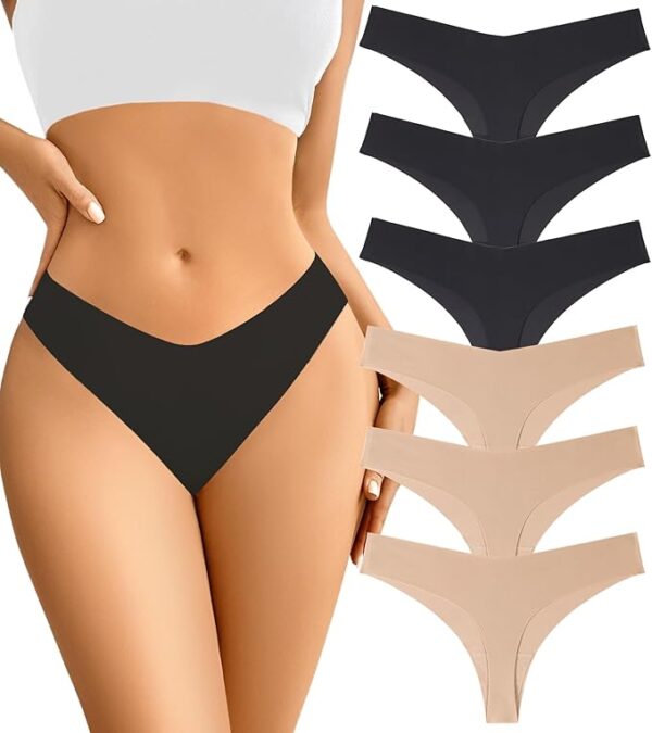 Thongs For Women No Show Underwear Women Pack Breathable Panties for Women Colorful 6