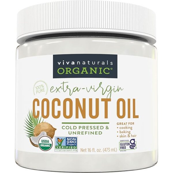 Naturals Organic Coconut Oil - Unrefined, Cold-Pressed Extra Virgin Coconut Oil,