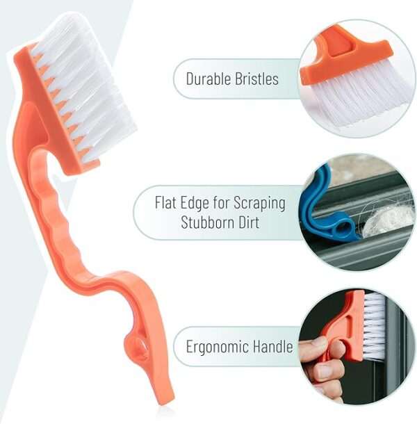 Window Track Cleaning Brush, 2 Pack, Navy Blue/Orange Ergonomic Handle,
