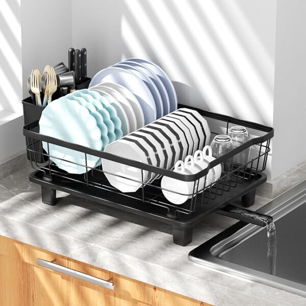 Small Dish Drying Rack, Space Saving Dish Racks for Kitchen Counter, Kitchen Organizer Dish Drainer
