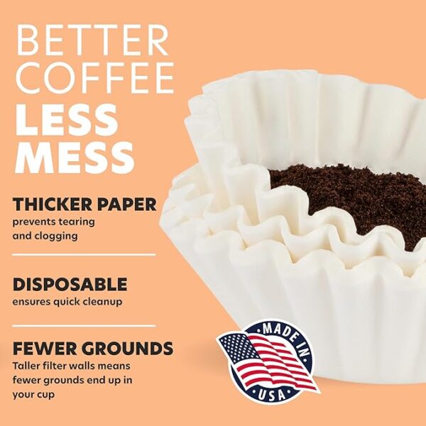 Coffee Filters 8-12 Cups - 1400 Count, Basket Style, White Paper, Chlorine Free Coffee Filter,