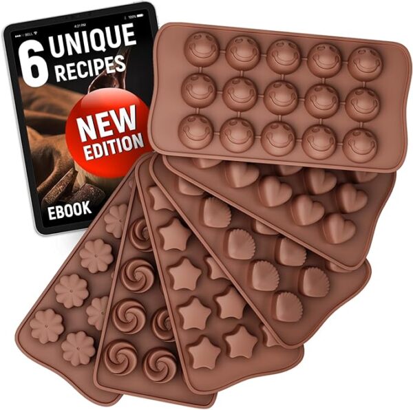 Chocolate Molds Silicone - Set of 6 (with Free Recipes eBook)