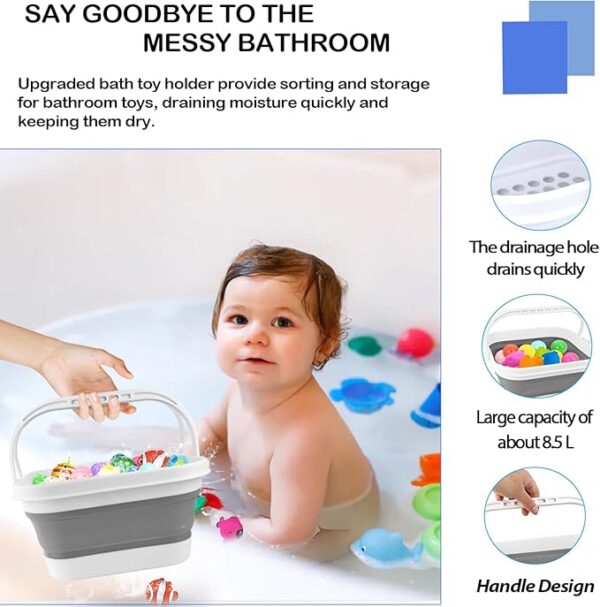 Bath Toy Storage Organizer - Foldable Bath Toy Holder for Bathtub, Bathtub