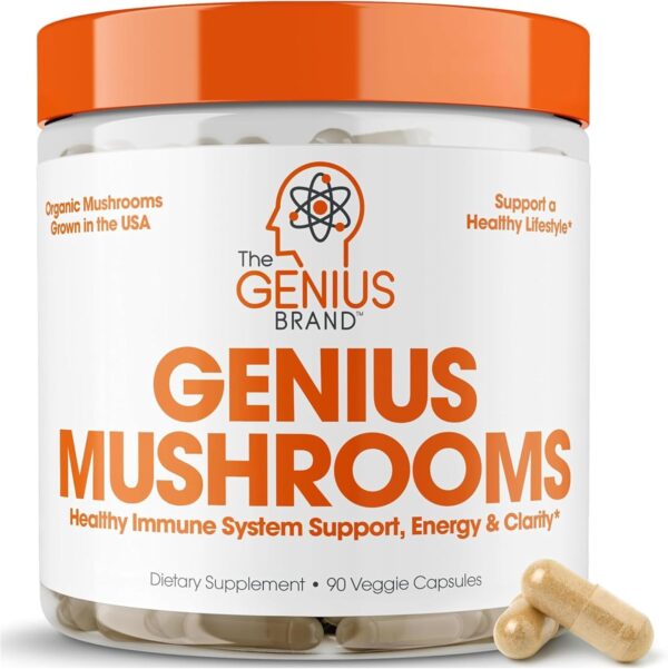 Genius Mushroom Supplement - Lions Mane, Cordyceps, Reishi - Brain Nootropic for Energy,