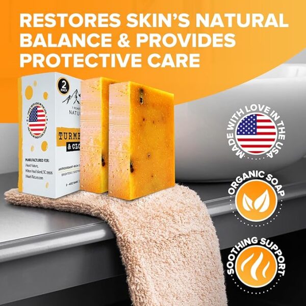 Organic Turmeric Soap for Dark Spots & Acne with Clove Bud (2 Packs) – Face & Body Bar