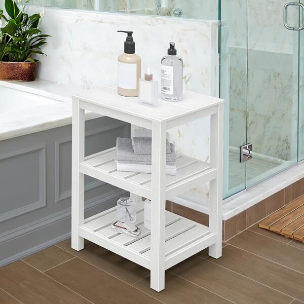 Corner Shelf Poly Lumber Water Resistant Bathroom Shelf Organize Rectangle Night Stand