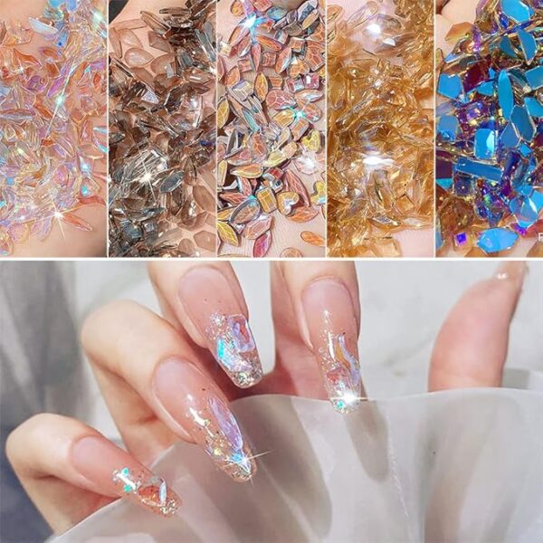 100Pcs Aurora Nail Art Rhinestones Multi Shapes 3D Glass AB Crystal For Nail Art Craft Decoration,