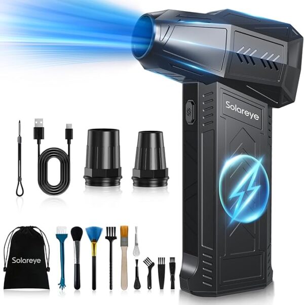 Solareye Compressed Air Duster - 180000RPM Electric Air Duster - Cordless Air Blower Rechargeable
