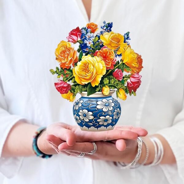 Freshcut Paper Pop Up Cards, Mini Sorbet Roses, 6 Inch Mini Sized Forever Flower Bouquet