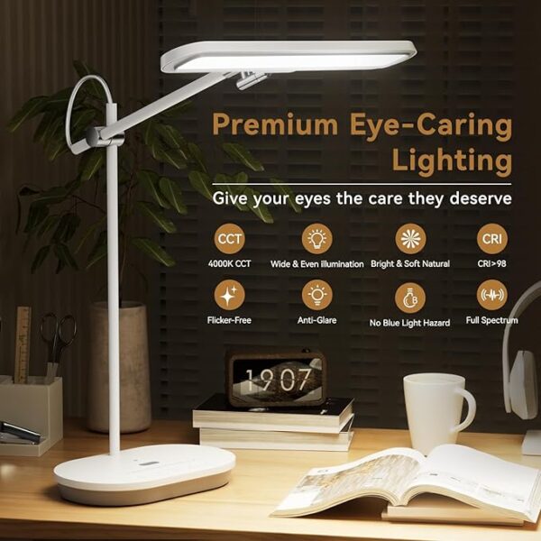 LED Desk Lamp with CRI 98, Advanced Eye-Caring Bright Desk Light for Crafting,