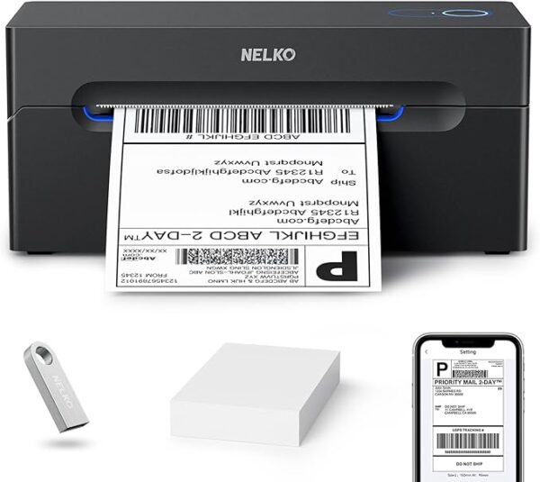 Nelko Bluetooth Thermal Shipping Label Printer, Wireless 4x6 Shipping Label Printer