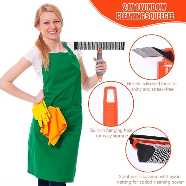 Window Squeegee for Home, 2 in 1 Window Cleaning Car Squeegee Windshield Cleaning Sponge
