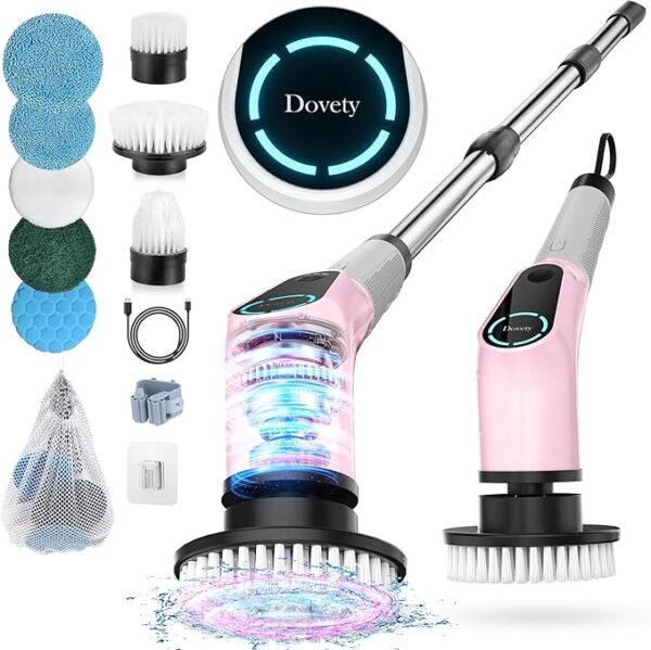 Electric Spin Scrubber, Cordless Cleaning Brush, Shower Scrubber with 8 Replaceable Brush Head,