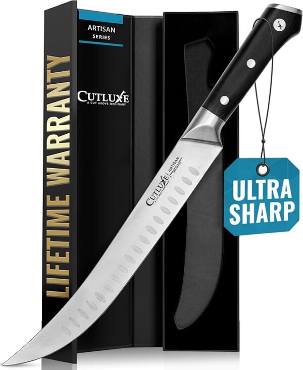 Cimeter Breaking Knife, Razor Sharp Forged High Carbon German Steel, Full Tang Carving Knife