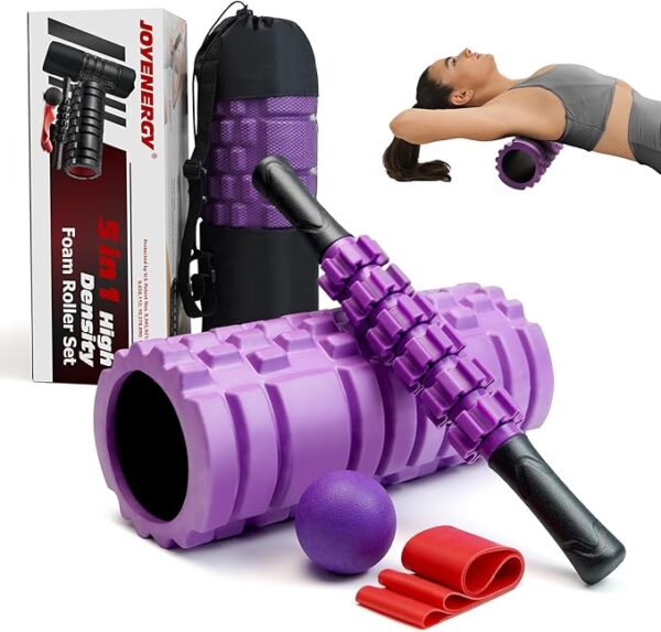 5 in 1 Foam Roller Set, Trigger Point Foam Roller Patented, Massage Roller Stick, Massage Ball,