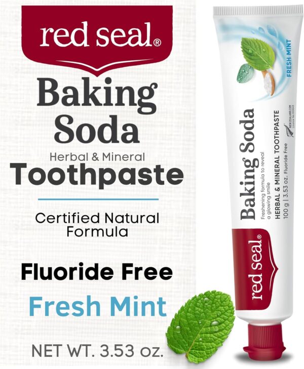 Red Seal Fluoride Free Toothpaste - Baking Soda - Herbal & Mineral Formula, Vegan-Friendly