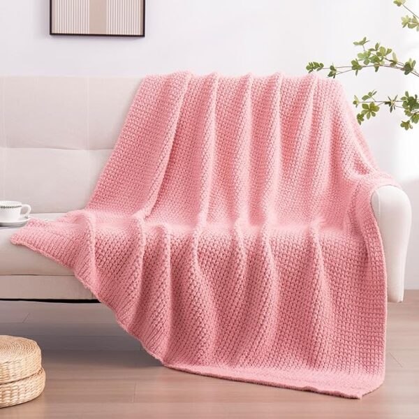 Microfiber Waffle Throw Blanket Weave Knit Super Soft Ultra Cozy Fuzzy Fluffy Warm for Living Room