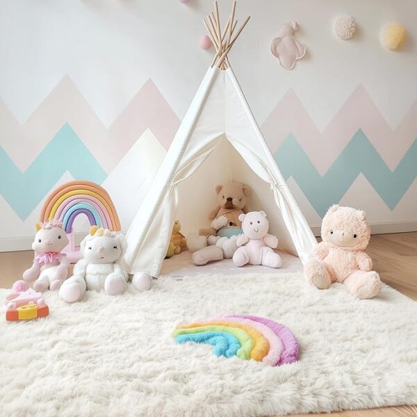 Machine Washable Small Bedside Rug, Soft Fluffy Shaggy Rugs for Living Room, Bedroom,