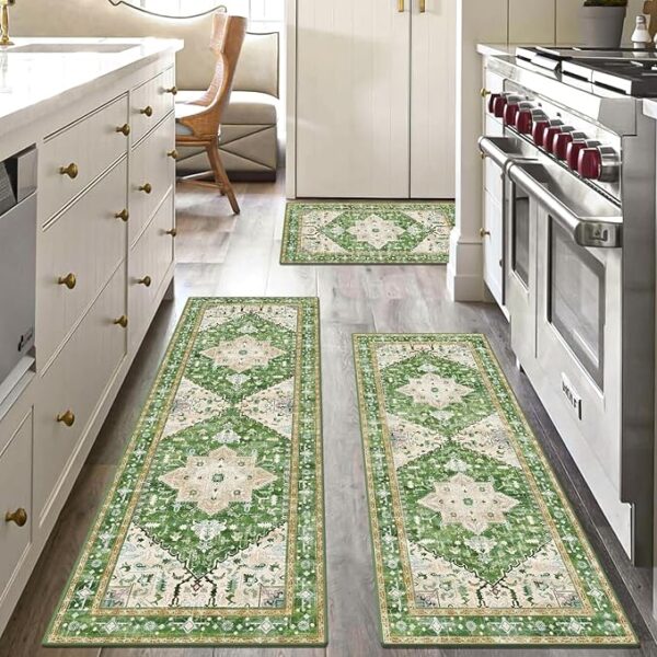 Washable Kitchen Rugs Sets of 3, Non Slip Kitchen Mats for Floor with Rubber Backing,