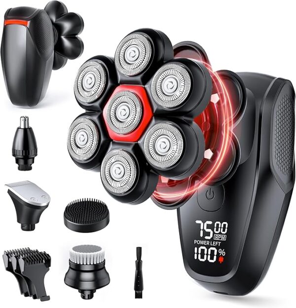 Head Shavers for Bald Men - Magnetic 7D Electric Razor IPX8 Waterproof for Bald Men,