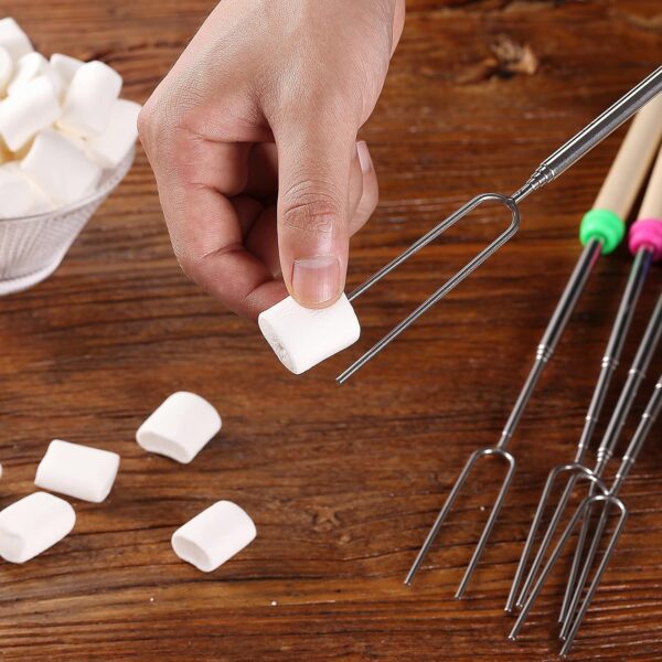 Extendable Stainless Steel Roasting Sticks, 5 Pack, 32" - For S'mores, Hot Dogs,