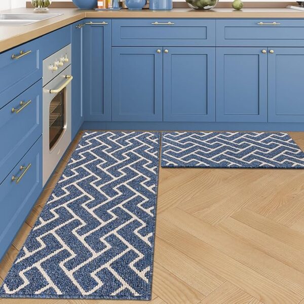 hicorfe Kitchen Rugs and Mats Sets,2 Pieces Super Absorbent Polypropylene Non-Slip Rug,
