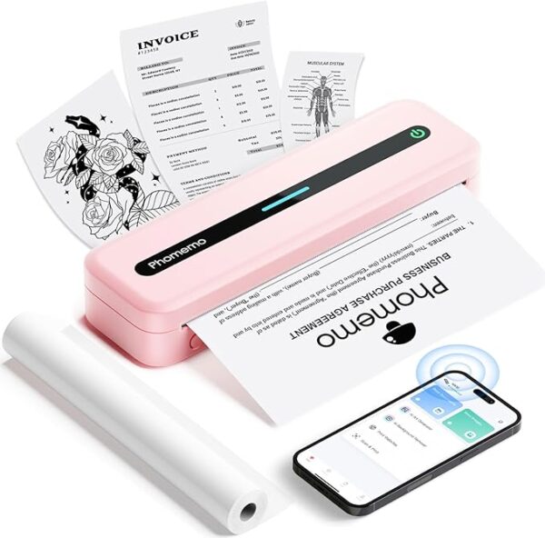 Portable Printers Wireless for Travel, Inkless Portable Thermal Printer for Phone Laptop,
