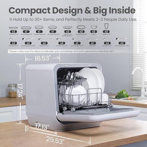 Portable Mini Dishwasher Countertop with 5L Built-in Water Tank for Apartments& RVs,