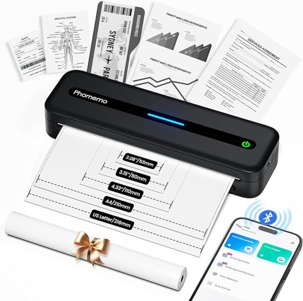 Portable Printers Wireless for Travel, Inkless Portable Thermal Printer for Phone Laptop, - Image 2