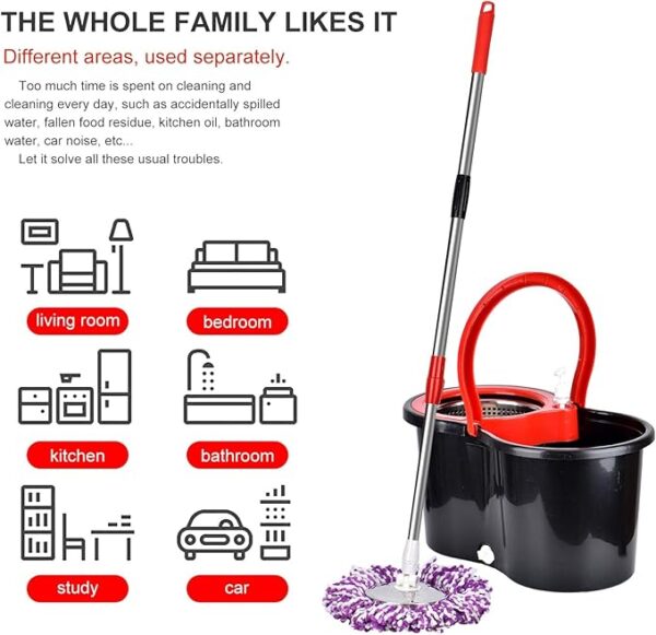 Mop and Bucket Set, 360° Spin Mop and Bucket with Wringer Set and 3 Microfiber Mop Refills,
