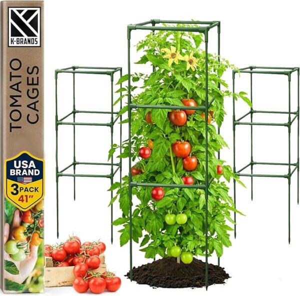 Tomato Cage Square - Large Trellis Stakes and Plant Support Structures for Vegetables and Climbing