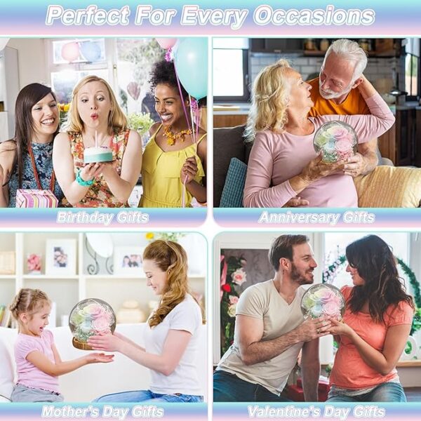 Roses Gifts for Her, Rose in Glass Dome with LED Light - Gifts for Women Mom Grandma Her - Image 2