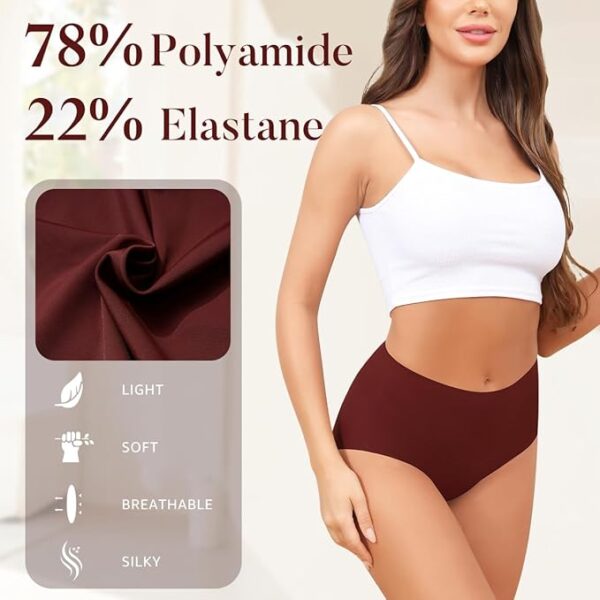 Womens High Waist Seamless Underwear Full Coverage Breifs No Show Ladies Panties 6 Pack S-XXL
