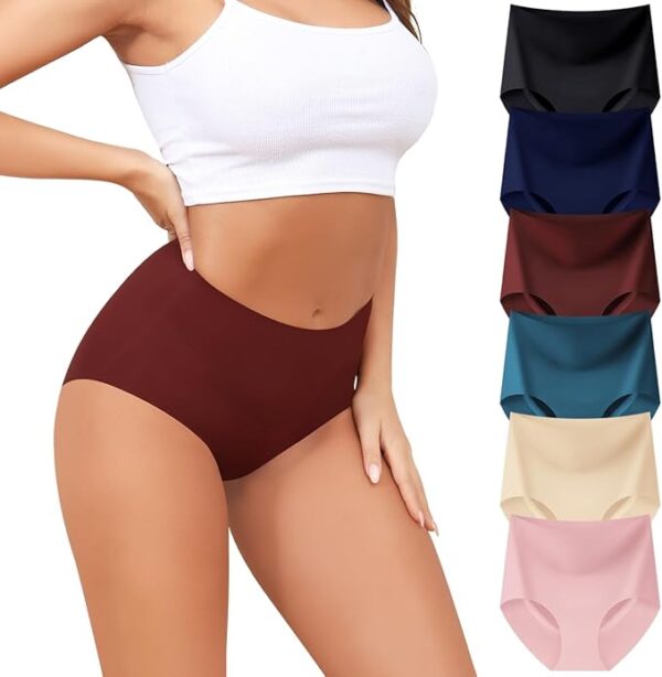 Womens High Waist Seamless Underwear Full Coverage Breifs No Show Ladies Panties 6 Pack S-XXL - Image 2