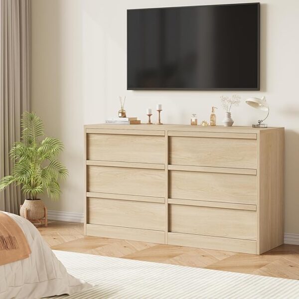 6 Drawer Dresser for Bedroom, Modern Double Dresser Organizer with 6 Drawers Large Storage - Image 2