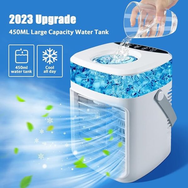 Air Conditioners, Instant Cooling Mini Air Conditioner 3 Wind Speeds & Humidifier Mist USB Portable